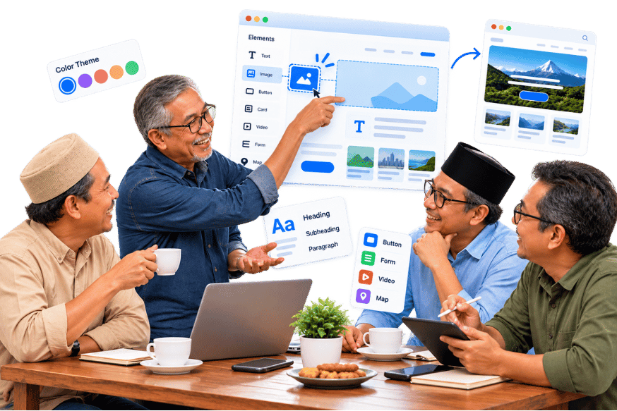 Pelaku UMKM tersenyum sukses menggunakan teknologi digital